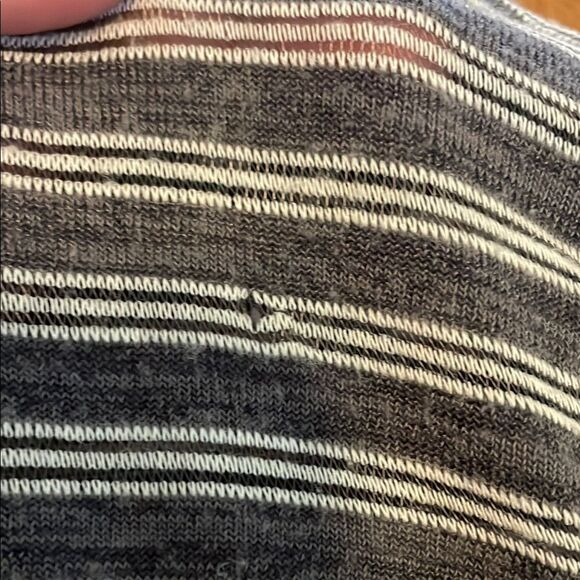 Umgee Striped Large Long Sleeve Top - Blue and White - Picture 3 of 6